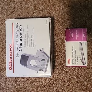 Office Depot 2-hole punch and prong fastener bases